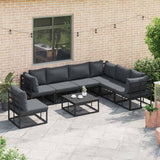 Garden Sofa Set with Cushion 7 pcs Black Aluminium