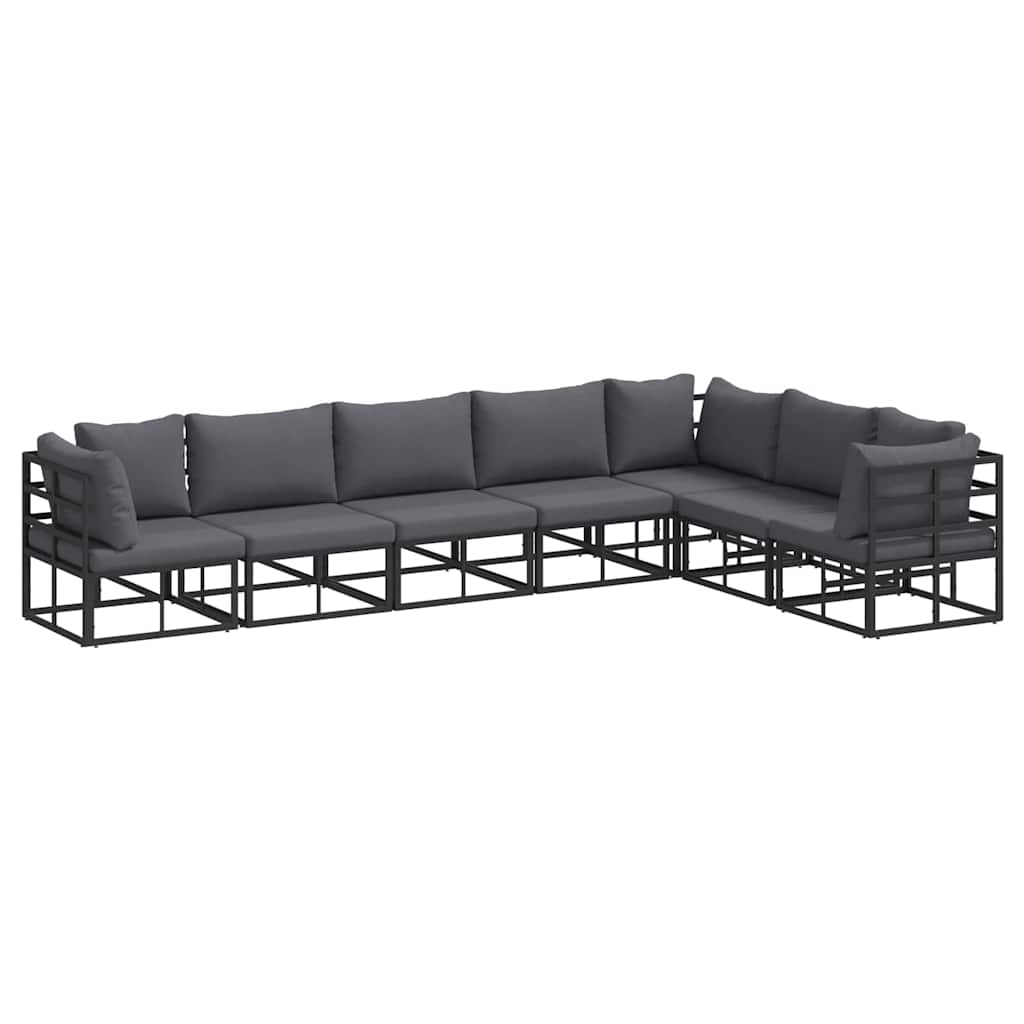 Garden Sofa Set with Cushion 7 pcs Black Aluminium