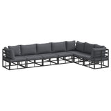 Garden Sofa Set with Cushion 7 pcs Black Aluminium