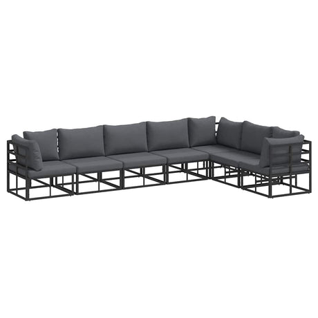 Garden Sofa Set with Cushion 7 pcs Black Aluminium