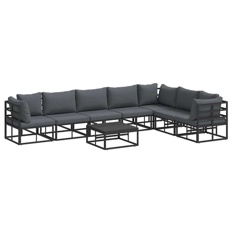 Garden Sofa Set with Cushion 8 pcs Black Aluminium