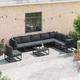 Garden Sofa Set with Cushion Black Aluminium