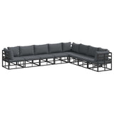 Garden Sofa Set with Cushion Black Aluminium