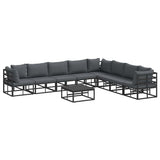 Garden Sofa Set with Cushion 9 pcs Black Aluminium