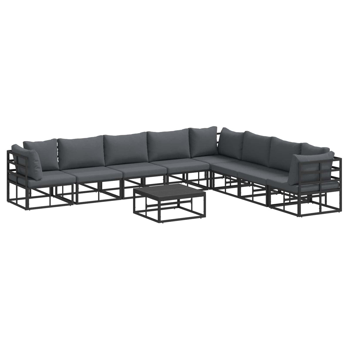 Garden Sofa Set with Cushion 9 pcs Black Aluminium