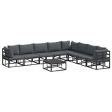 Garden Sofa Set with Cushion 9 pcs Black Aluminium