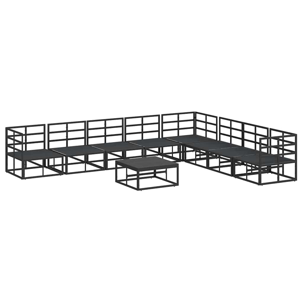 Garden Sofa Set with Cushion 9 pcs Black Aluminium