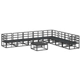 Garden Sofa Set with Cushion 9 pcs Black Aluminium