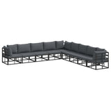 Garden Sofa Set with Cushion 9 pcs Black Aluminium