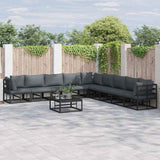 Garden Sofa Set with Cushion 10 pcs Black Aluminium
