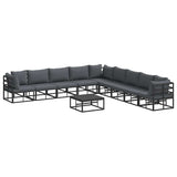 Garden Sofa Set with Cushion 10 pcs Black Aluminium