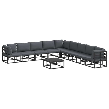 Garden Sofa Set with Cushion 10 pcs Black Aluminium