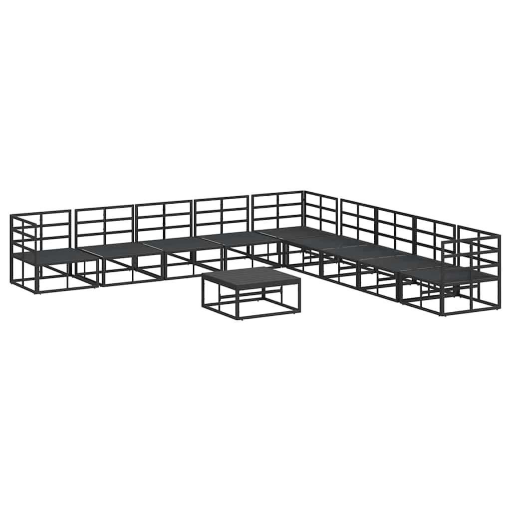 Garden Sofa Set with Cushion 10 pcs Black Aluminium