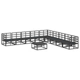 Garden Sofa Set with Cushion 10 pcs Black Aluminium