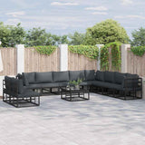Garden Sofa Set with Cushion 10 pcs Black Aluminium