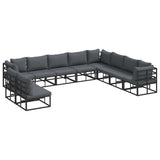 Garden Sofa Set with Cushion 10 pcs Black Aluminium