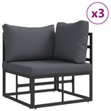 Garden Sofa Set with Cushion 10 pcs Black Aluminium
