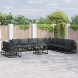 Garden Sofa Set with Cushion 11 pcs Black Aluminium