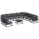 Garden Sofa Set with Cushion 11 pcs Black Aluminium