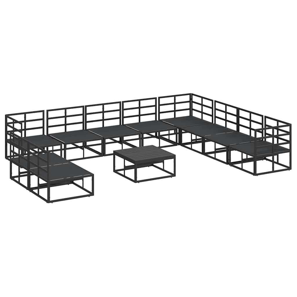Garden Sofa Set with Cushion 11 pcs Black Aluminium