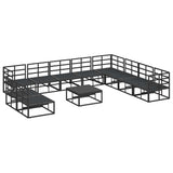Garden Sofa Set with Cushion 11 pcs Black Aluminium