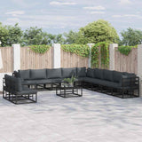 Garden Sofa Set with Cushion 11 pcs Black Aluminium