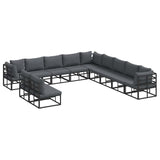 Garden Sofa Set with Cushion Black Aluminium