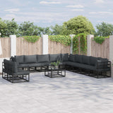 Garden Sofa Set with Cushion 12 pcs Black Aluminium