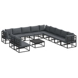 Garden Sofa Set with Cushion 12 pcs Black Aluminium