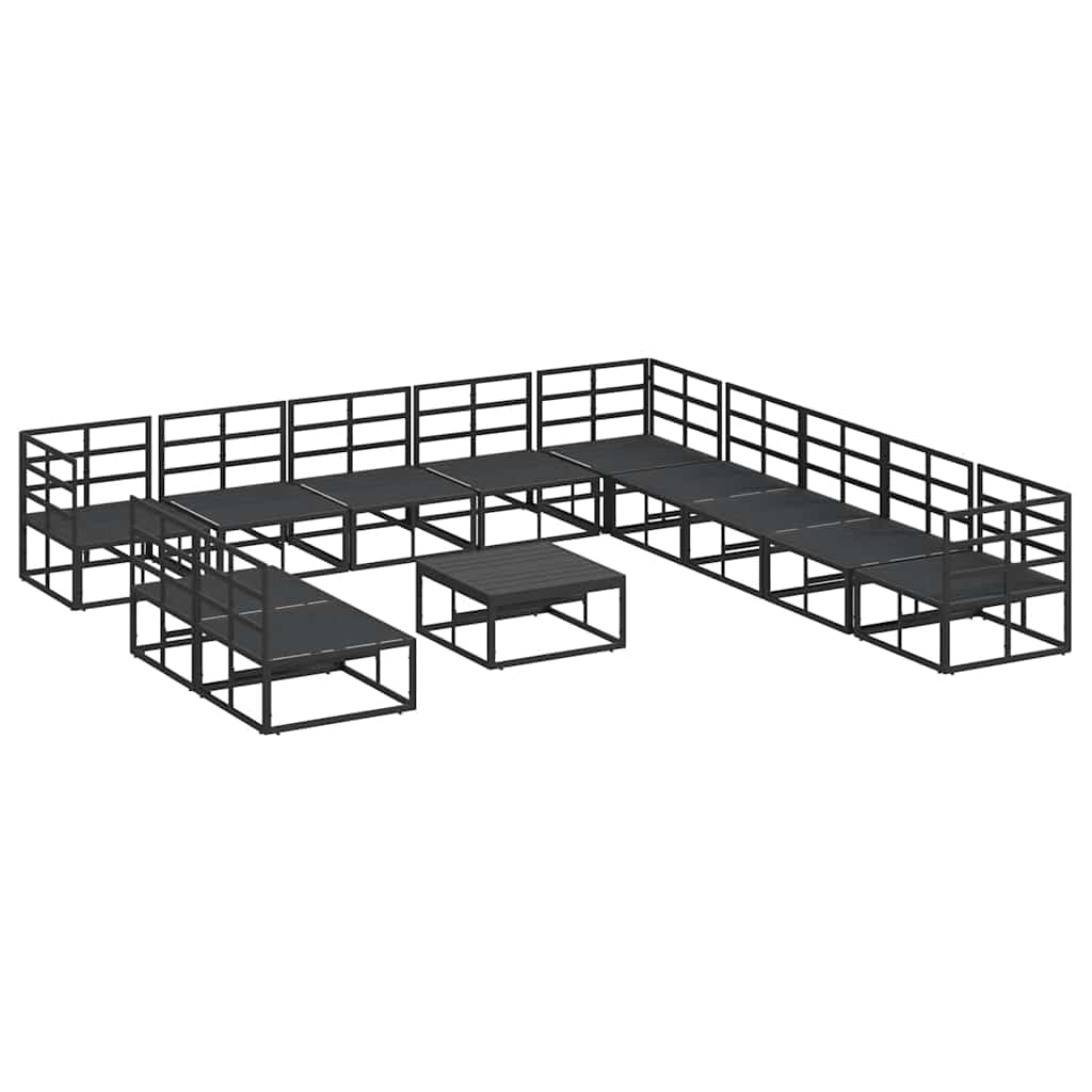 Garden Sofa Set with Cushion 12 pcs Black Aluminium
