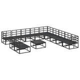 Garden Sofa Set with Cushion 12 pcs Black Aluminium