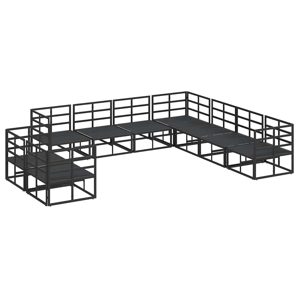 Garden Sofa Set with Cushion Black Aluminium