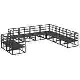 Garden Sofa Set with Cushion 9 pcs Black Aluminium