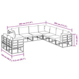 Garden Sofa Set with Cushion 9 pcs Black Aluminium