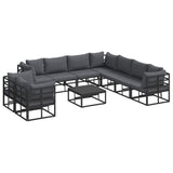 Garden Sofa Set with Cushion 10 pcs Black Aluminium