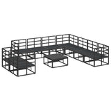 Garden Sofa Set with Cushion 10 pcs Black Aluminium