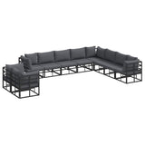 Garden Sofa Set with Cushion 10 pcs Black Aluminium