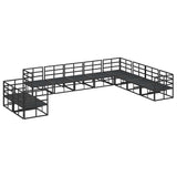 Garden Sofa Set with Cushion 10 pcs Black Aluminium
