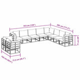 Garden Sofa Set with Cushion 10 pcs Black Aluminium