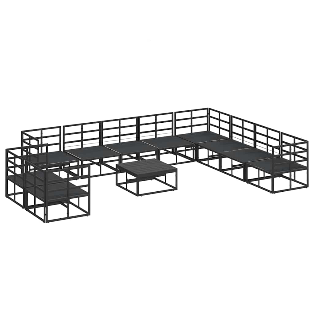 Garden Sofa Set with Cushion 11 pcs Black Aluminium