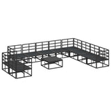 Garden Sofa Set with Cushion 11 pcs Black Aluminium