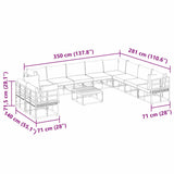 Garden Sofa Set with Cushion 11 pcs Black Aluminium
