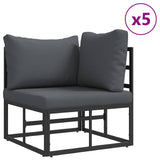Garden Sofa Set with Cushion Black Aluminium