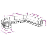 Garden Sofa Set with Cushion 11 pcs Black Aluminium