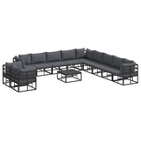 Garden Sofa Set with Cushion 12 pcs Black Aluminium
