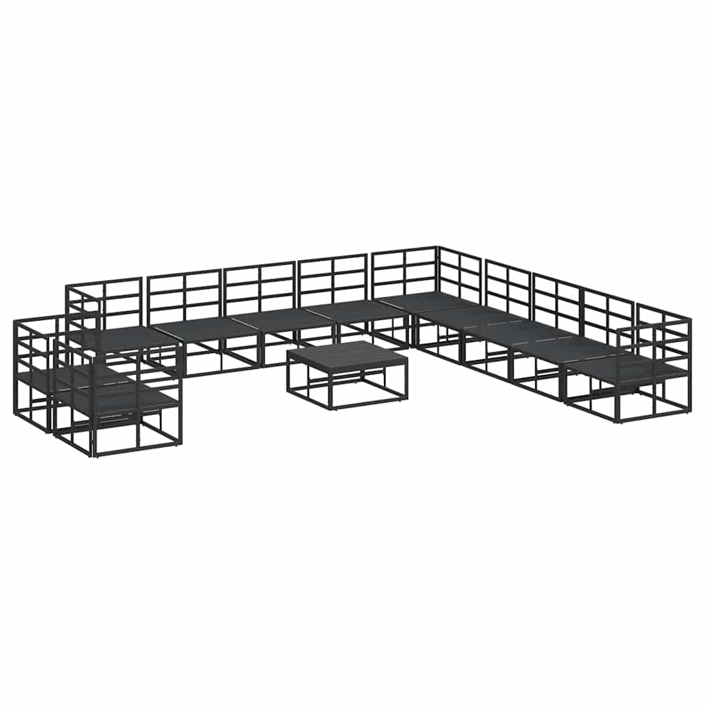 Garden Sofa Set with Cushion 12 pcs Black Aluminium