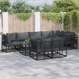 Garden Sofa Set with Cushion 8 pcs Black Aluminium
