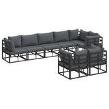 Garden Sofa Set with Cushion 8 pcs Black Aluminium
