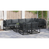 Garden Sofa Set with Cushion 9 pcs Black Aluminium