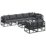 Garden Sofa Set with Cushion 9 pcs Black Aluminium